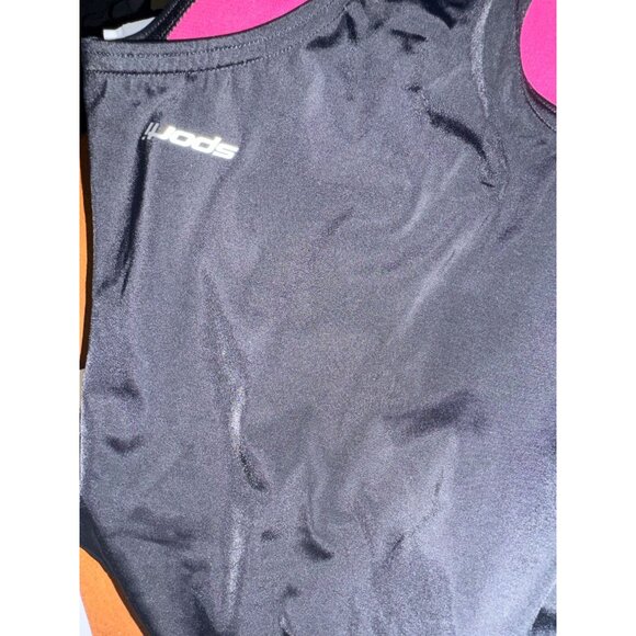 Sporti Girls Swim Suit Medium 7/8 Black & Pink Polyester One-Piece Racerback - Picture 3 of 4